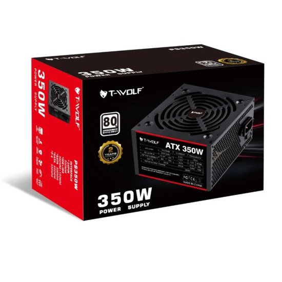 T-wolf ATX 350W Power Supply with power cable